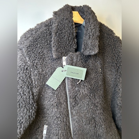 ALLSAINTS Men’s Faux Fur Kentaro biker Coat - Picture 7 of 8